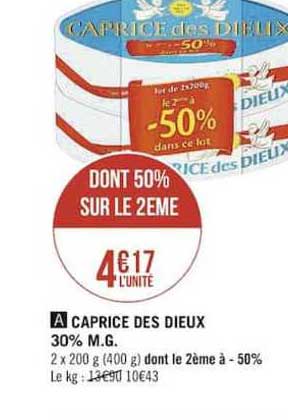 caprice des dieux 30% m.g. dont 50% sur le 2ème