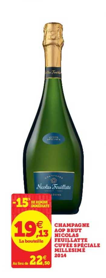 champagne aop brut nicolas feuillatte cuvée spéciale millesimé 2014 -15% de remise immédiate