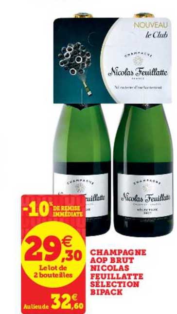 champagne aop brut nicolas feuillatte sélection bipack -10% remise immédiate