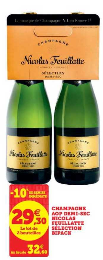 champagne aop demi sec nicolas feuillatte sélection bipack -10% de remise immédiate