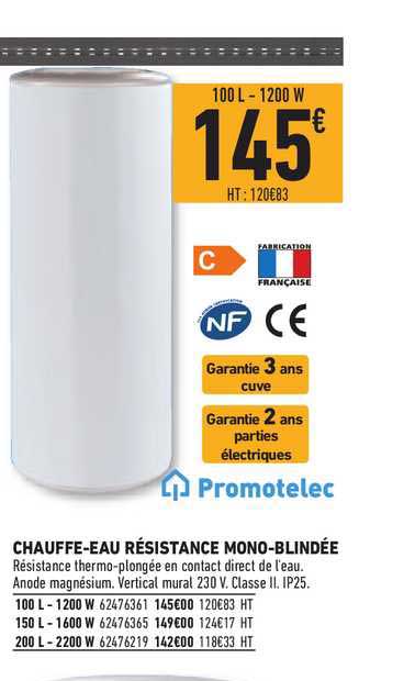 chauffe eau résistance mono blindée