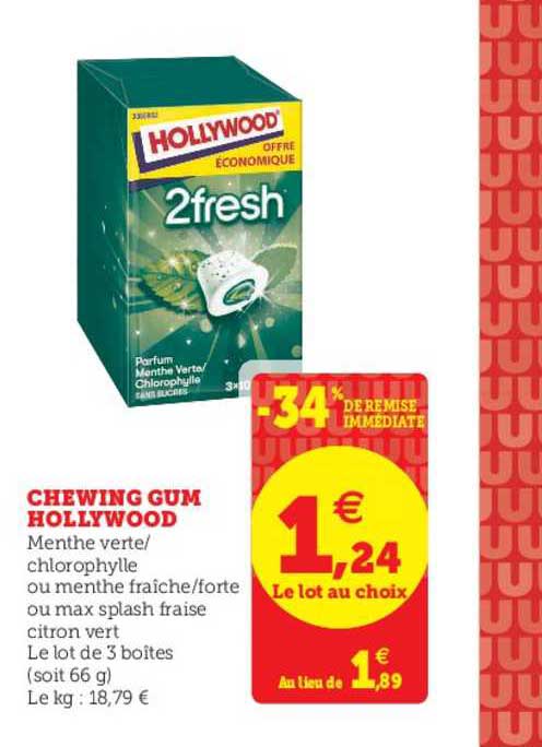 Chewing Gum Hollywood -34% De Remise Immédiate