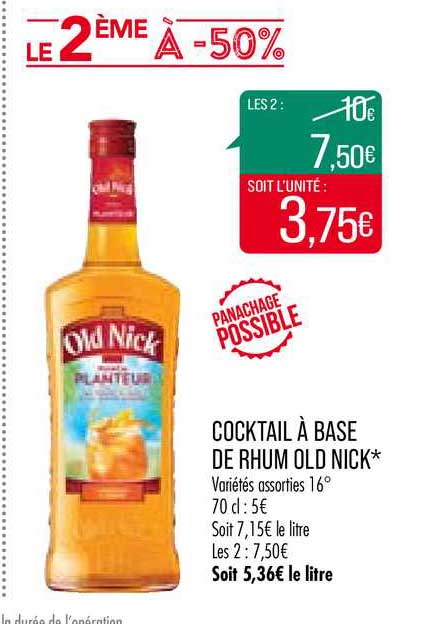 cocktail à base de rhum old nick le 2ème à -50%