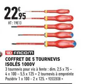 coffret de 5 tournevis isolés 1000v facom