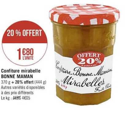 confiture mirabelle bonne maman 20% offert