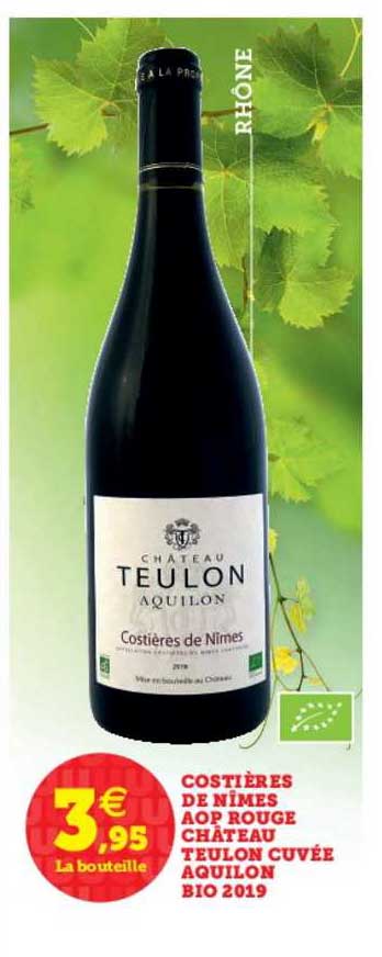 costières de nîmes aop rouge château teulon cuvée aquilon bio 2019