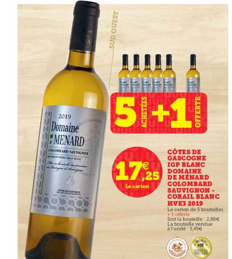côtes de gascogne igp blanc domaine de ménard colombard sauvignon corail blanc hve3 2019