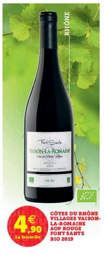 côtes du rhône villages vaison la romaine aop rouge font sante bio 2019