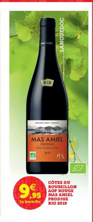 côtes du roussillon aop rouge mas amiel prodige bio 2019