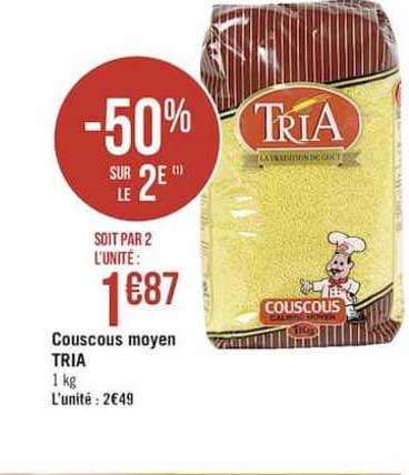 Couscous Moyen Tria -50% Sur Le 2è