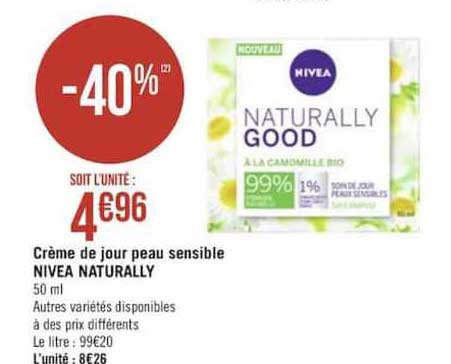 crème de jour peau sensible nivea naturally