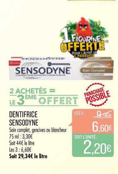 dentifrice sensodyme 2 achetés = le 3ème offert