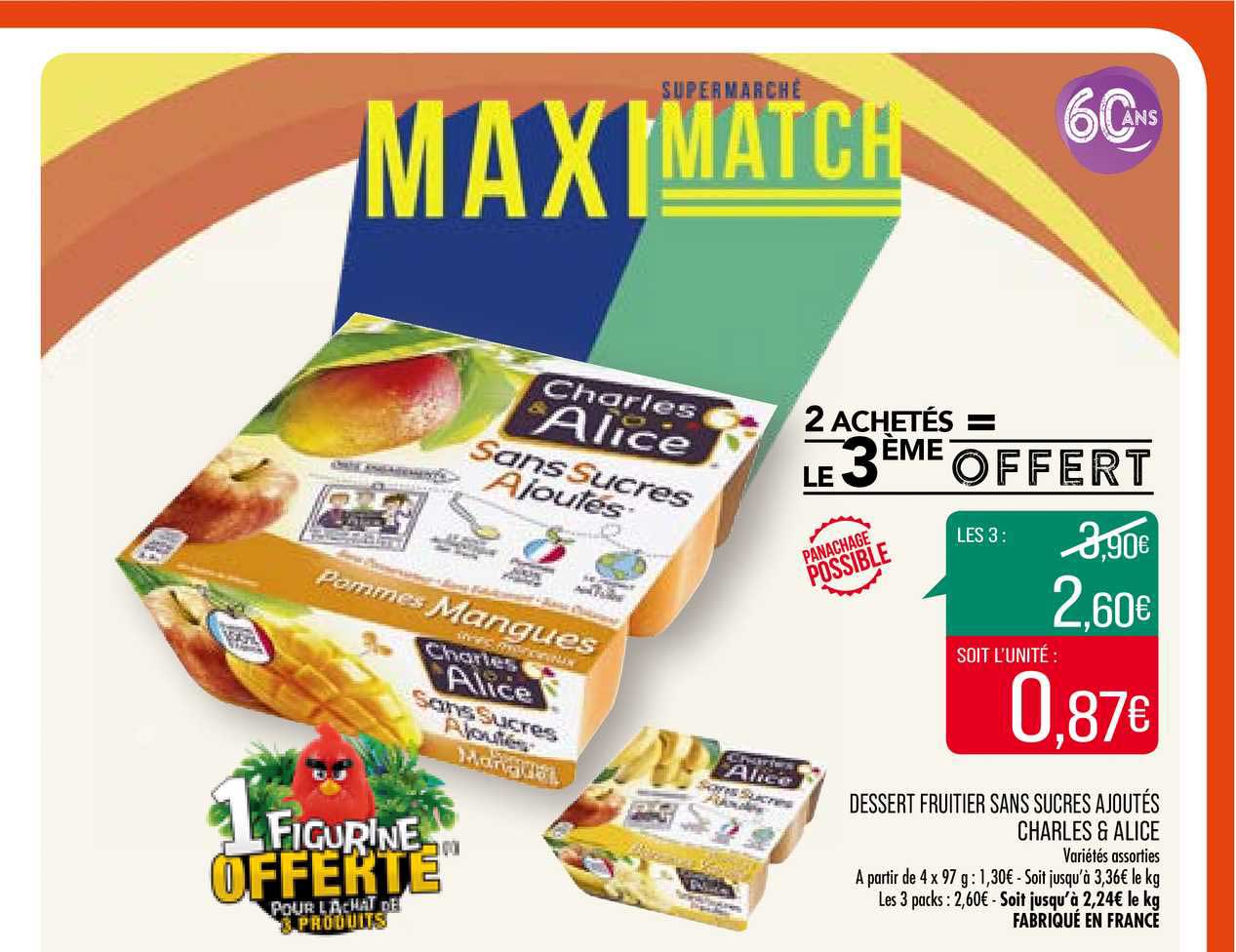 Dessert Fruitier Sans Sucres Ajoutés Charles & Alice 2 Achetés = Le 3ème Offert