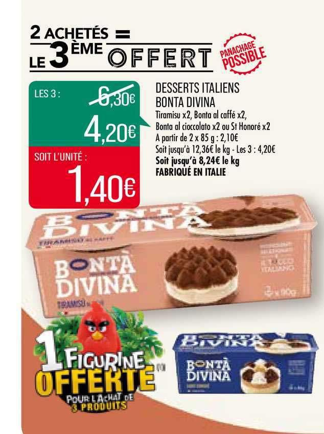 desserts italiens bonta divina 2 achetés = le 3ème offert