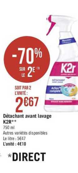 détachant avant lavage k2r -70% sur le 2e