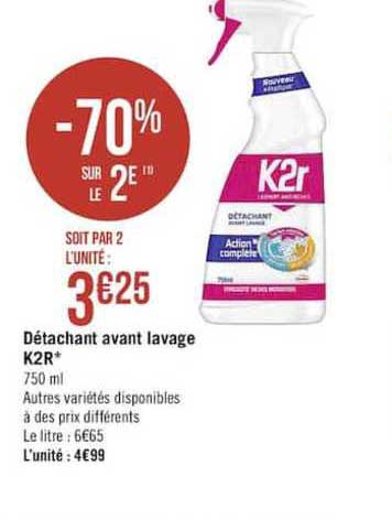 détachant avant lavage k2r -70% sur le 2è