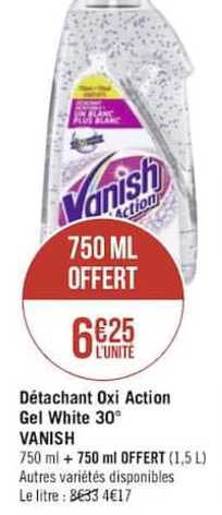 détachant oxi action gel white 30° vanish