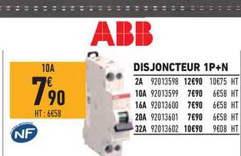 disjoncteur 1p+n abb