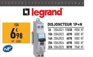 Disjoncteur 1p+n Legrand