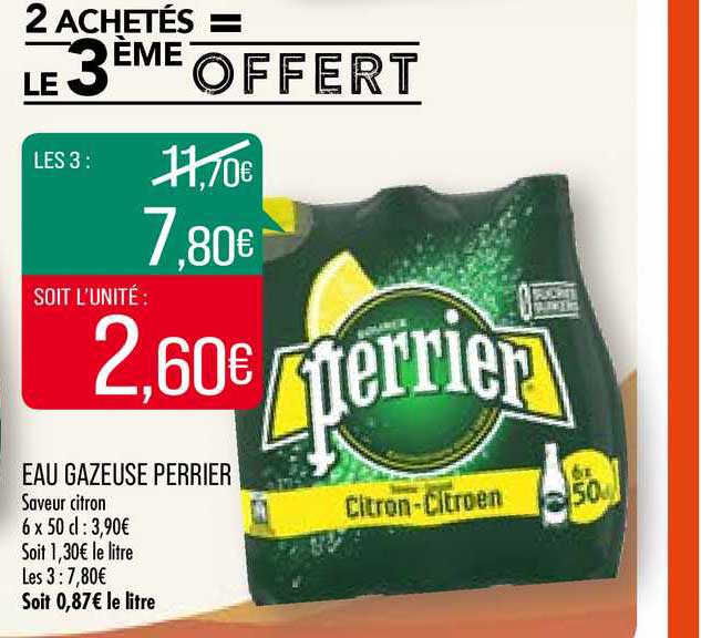 Eau Gazeuse Perrier 2 Achetés = Le 3ème Offert