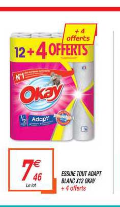 essuie tout adapt blanc x12 okay