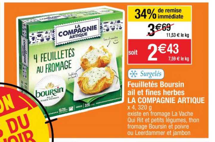 Feuilletés Boursin Ail Et Fines Herbes La Compagnie Artique 34% De Remise Immédiate