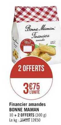 financier amandes bonne maman 2 offerts