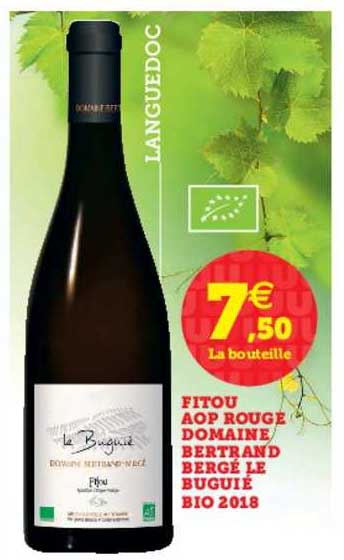 fitou aop rouge domaine bertrand bergé le buguié bio 2018