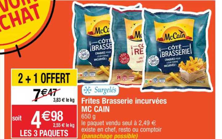 frites brasserie incurvées mc cain 2+1 offert