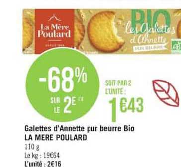 galettes d'annette pur beurre bio la mère poulard -68% sur le 2e