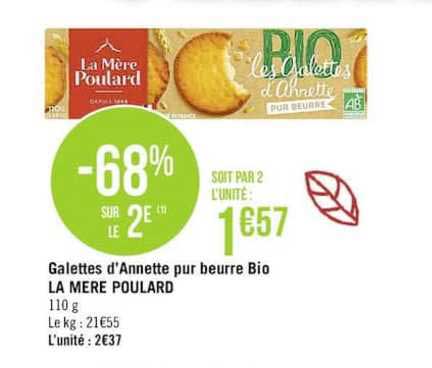 galettes d'annette pur beurre bio la mère poulard -68% sur le 2è