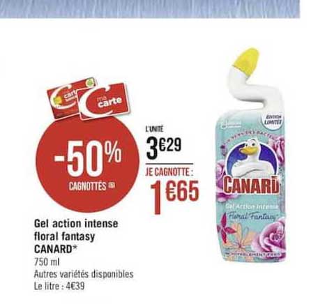 gel action intense floral fantasy canard -50% cagnottés