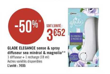 glade elegance sense & spray diffuseur sea minéral & magnolia
