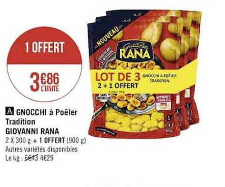 gnocchi à poêler tradition giovanni rana 1 offert