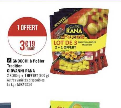 gnocchi à poêler tradition giovanni rana 2+1 offert