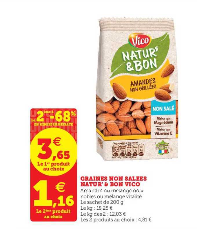 graines non salées natur'&bon vico le 2ème à -68% en remise immédiate