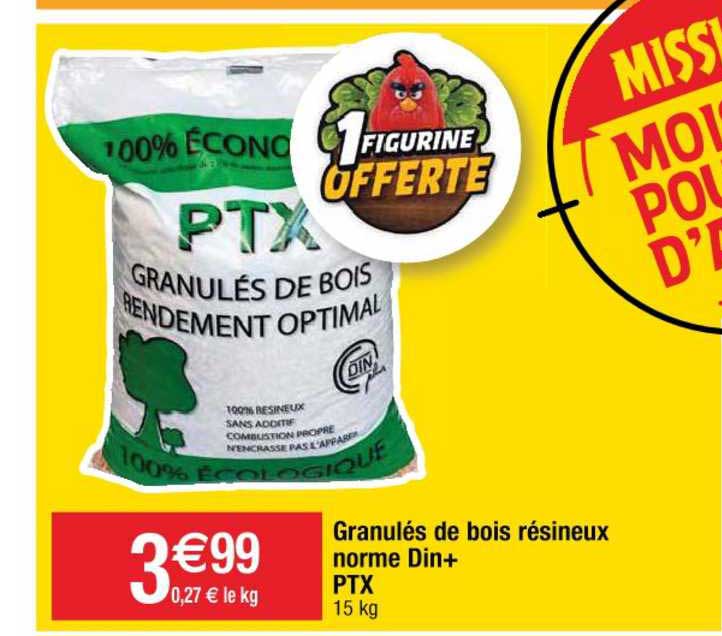 granulés de bois résineux norme din+ ptx