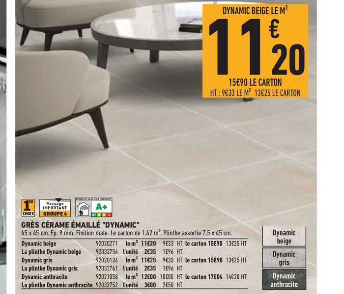 grès cérame émaillé "dynamic"