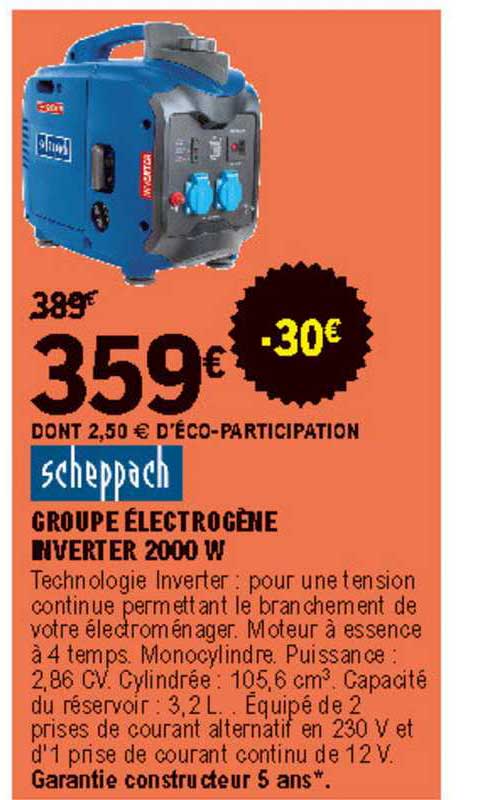 groupe électrogène inverter 2000 w scheppach