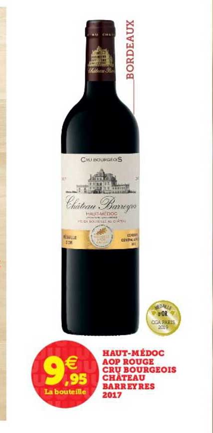 Haut Médoc Aop Rouge Cru Bourgeois Château Barryeres 2017