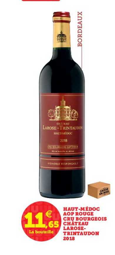 haut médoc aop rouge cru bourgeois château larose trintaudon 2018