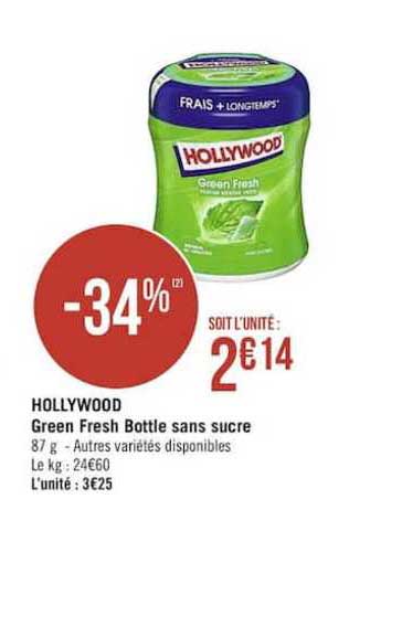 hollywood green fresh bottle sans sucre -34%