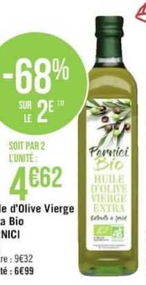 huile d'olive vierge extra pernici bio -68% sur le 2e
