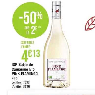 igp sable de camargue bio pink flamingo -50% sur le 2è