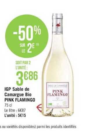 igp sable de camargue bio pink flamingo -50% sur le 2e