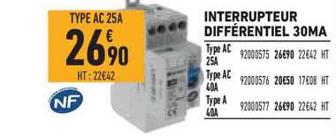 interrupteur différentiel 30ma