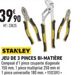 jeu de 3 pinces bi matière stanley