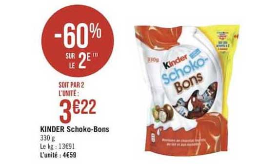 kinder schoko bons -60% sur le 2e