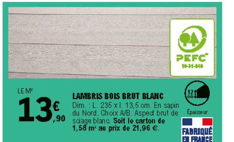 Lambris Bois Brut Blanc