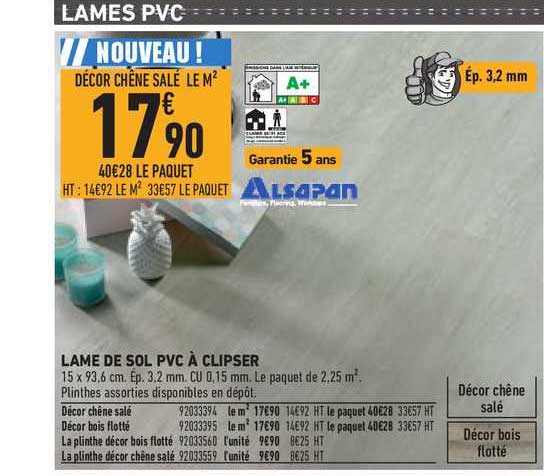 lame de sol pvc à clipser alsapan